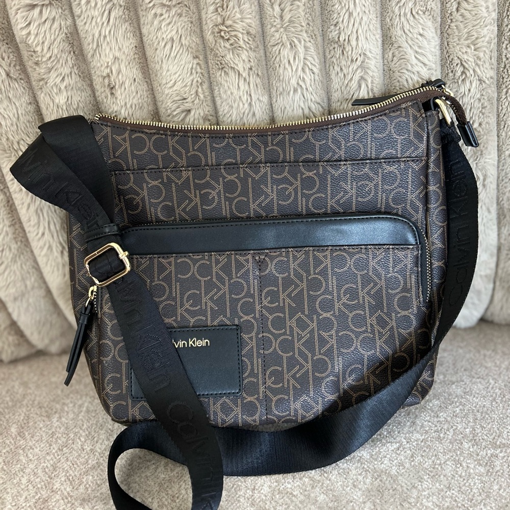 Calvin Klein Monogram Brown and Black Crossbody